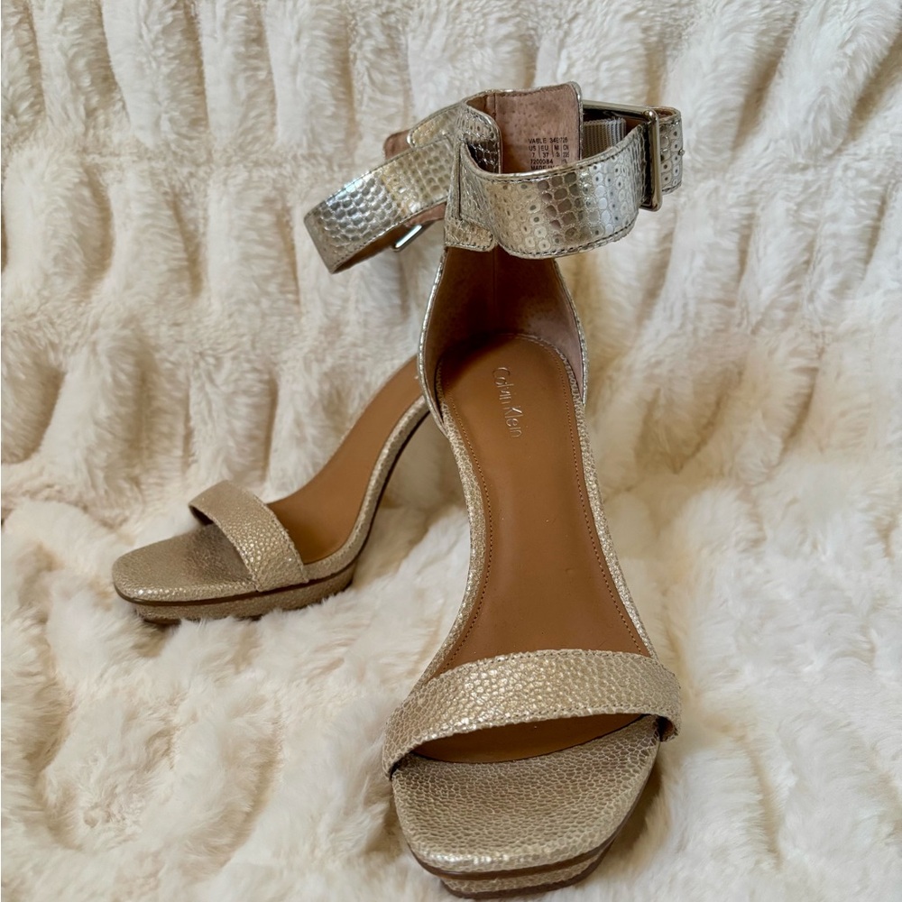 Metallic Gold/Silver Calvin Klein Sandal Heels